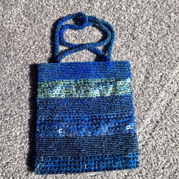 Handbags - OLGA BERG blue beaded handbag